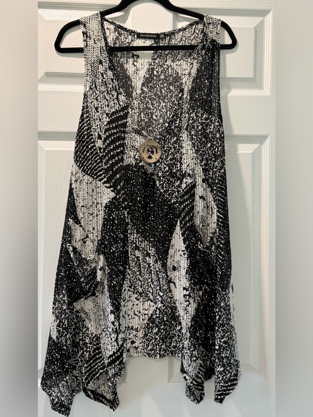 Whispering Smith Black & White Sleeveless Knit Swim Coverup Tunic